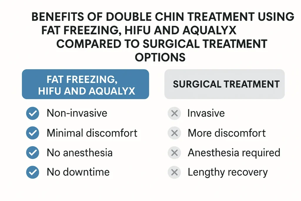Graphic about the benefits of double chin treatment Marlow - from LA LIPO