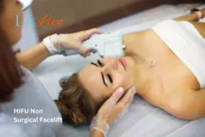Woman having Hi-Fu to reduce wrinkles Marlow.