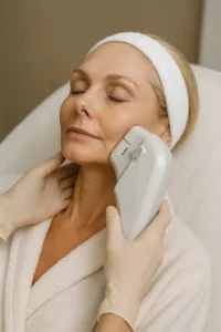 Woman receiving HIFU non surgical facelift treatment Marlow