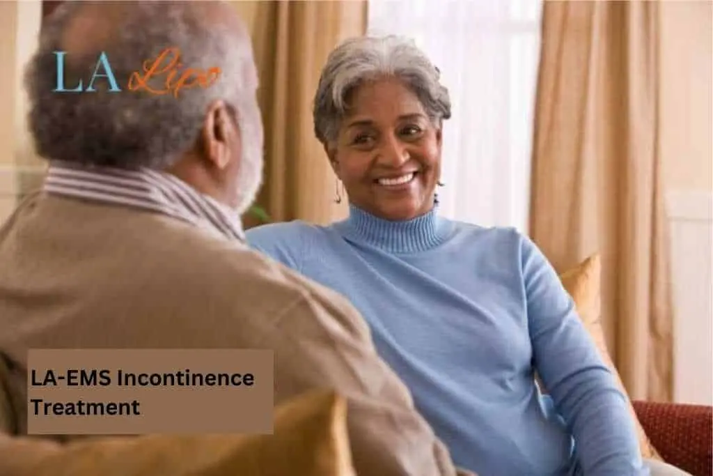 Couple sat smiling at each other - LA-EMS treatment Marlow