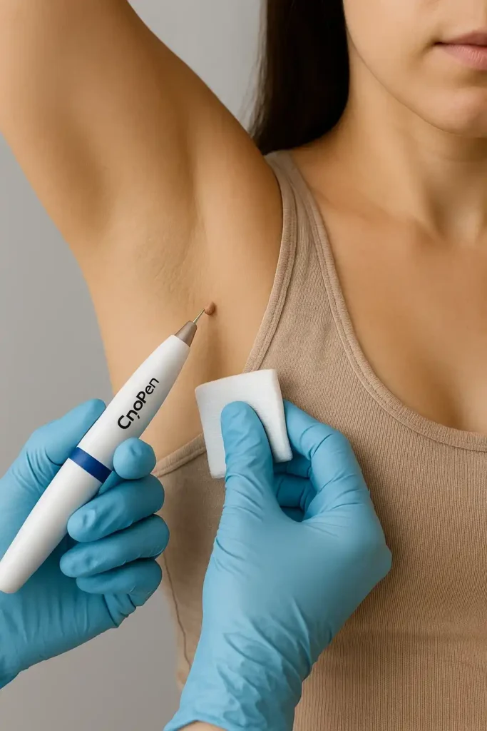 woman having cryopen to remove underarm skin tags Marlow